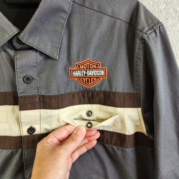 Harley Davidson Shirt Mens M Performance Colorblock Racing Pit Crew Garage Bike - Picture 4 of 16